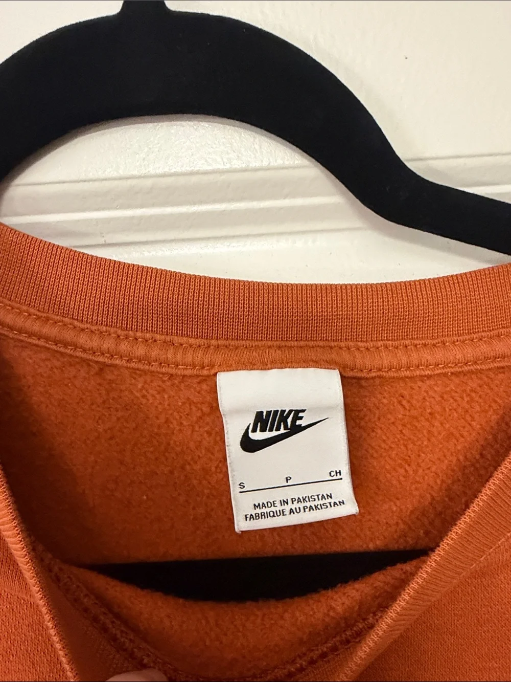 Nike Burnt Orange Cropped Crewneck with White Swoosh - Picture 2 of 3